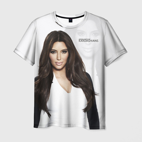 Мужская футболка 3D с принтом Ким Кардашьян  в Санкт-Петербурге, 100% полиэфир | прямой крой, круглый вырез горловины, длина до линии бедер | armenian | beautiful | celebrity | family | kardashian | kim kardashian | армянка | знаменитость | кардашьян | ким кардашьян | красивая | семейство