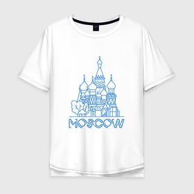 Мужская футболка хлопок Oversize с принтом Moskow в Белгороде, 100% хлопок | свободный крой, круглый ворот, “спинка” длиннее передней части | Тематика изображения на принте: moscow | moskow | москва | храм василия блаженного