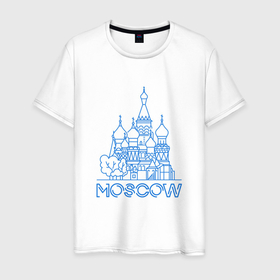 Мужская футболка хлопок с принтом Moskow , 100% хлопок | прямой крой, круглый вырез горловины, длина до линии бедер, слегка спущенное плечо. | moscow | moskow | москва | храм василия блаженного