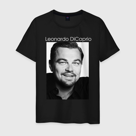 Мужская футболка хлопок с принтом  Leonardo DiCaprio в Новосибирске, 100% хлопок | прямой крой, круглый вырез горловины, длина до линии бедер, слегка спущенное плечо. | leonardo dicaprio | актер | известная личность | леонардо ди каприо | продюсер