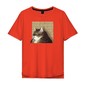 Мужская футболка хлопок Oversize с принтом Я, Цусима. Не твое дело в Новосибирске, 100% хлопок | свободный крой, круглый ворот, “спинка” длиннее передней части | anime | cat | manga | neko | ore | tsushima | аниме | кот | котик | манга | неко | цусима | я цусима