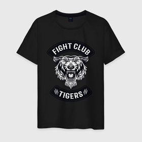Мужская футболка хлопок с принтом Fight Club Tigers , 100% хлопок | прямой крой, круглый вырез горловины, длина до линии бедер, слегка спущенное плечо. | 2022 | animal | cat | fight club | lion | mma | tiger | ufc | боец | год тигра | единоборства | животные | зверь | зубы | кот | кошка | лев | охотник | полосатый | природа | спорт | тигр | тигренок | тигрица | хищник