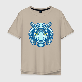 Мужская футболка хлопок Oversize с принтом Night Tiger в Новосибирске, 100% хлопок | свободный крой, круглый ворот, “спинка” длиннее передней части | Тематика изображения на принте: 2022 | animal | cat | lion | tiger | год тигра | животные | зверь | зубы | кот | кошка | лев | охотник | полосатый | природа | тигр | тигренок | тигрица | хищник