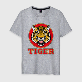 Мужская футболка хлопок с принтом Tiger Japan в Курске, 100% хлопок | прямой крой, круглый вырез горловины, длина до линии бедер, слегка спущенное плечо. | 2022 | animal | cat | lion | tiger | год тигра | животные | зверь | зубы | кот | кошка | лев | охотник | полосатый | природа | тигр | тигренок | тигрица | хищник
