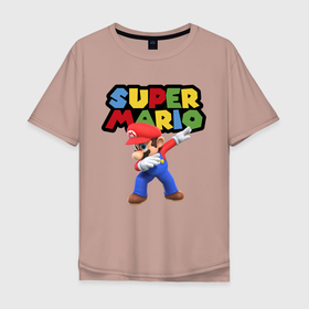 Мужская футболка хлопок Oversize с принтом Super Mario Dab в Тюмени, 100% хлопок | свободный крой, круглый ворот, “спинка” длиннее передней части | Тематика изображения на принте: dab | game | hype | nintendo | super mario | герой | игра | марио | нинтендо | хайп