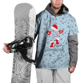 Накидка на куртку 3D с принтом Рождественская метель  в Тюмени, 100% полиэстер |  | let it snow | merry christmas | зима | идёт снег | медведь | метель | нг | новый год | рождество | с рождеством | снег | снегопад | снежинки