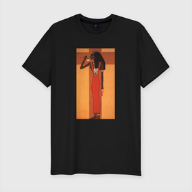 Мужская футболка хлопок Slim с принтом Древняя Египтянка , 92% хлопок, 8% лайкра | приталенный силуэт, круглый вырез ворота, длина до линии бедра, короткий рукав | арт | винтаж | гравюра | египет | история | рисунок | фараон