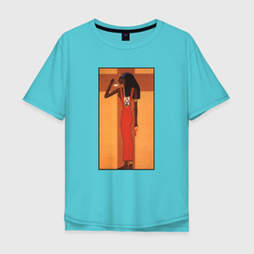 Мужская футболка хлопок Oversize с принтом Древняя Египтянка в Кировске, 100% хлопок | свободный крой, круглый ворот, “спинка” длиннее передней части | арт | винтаж | гравюра | египет | история | рисунок | фараон