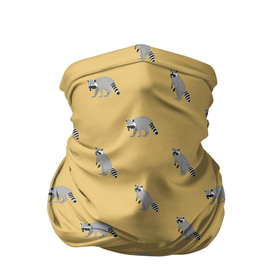 Бандана-труба 3D с принтом Еноты паттерн в Санкт-Петербурге, 100% полиэстер, ткань с особыми свойствами — Activecool | плотность 150‒180 г/м2; хорошо тянется, но сохраняет форму | pattern | raccoons | еноты | забавные животные | звери | кремовый | охра | охристый | паттерн | песочный цвет | светло желтый
