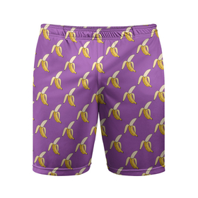 Мужские шорты спортивные с принтом Бананы на лиловом паттерн в Белгороде,  |  | бананы | еда | лиловый | паттерн | сиреневый цвет | тропические фрукты | фиолетовый | фрукты