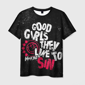 Мужская футболка 3D с принтом Blink 182, Good Girl в Санкт-Петербурге, 100% полиэфир | прямой крой, круглый вырез горловины, длина до линии бедер | punk | группы | музыка | панк