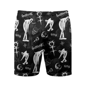 Мужские шорты спортивные с принтом Ghostemane в Белгороде,  |  | anti icon | ghostemane | ill biz | mercury | noise | young crowley | гостмейн | рэп | рэпер | эрик уитни
