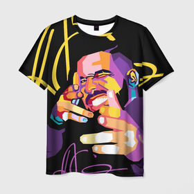 Мужская футболка 3D с принтом Drake в Петрозаводске, 100% полиэфир | прямой крой, круглый вырез горловины, длина до линии бедер | Тематика изображения на принте: certified lover boy | drake | pop art | rap | wpap | дрейк | музыка | обри дрейк грэм | поп арт | рэп | рэпер