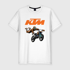 Мужская футболка хлопок Slim с принтом KTM | МОТОКРОСС (Z) , 92% хлопок, 8% лайкра | приталенный силуэт, круглый вырез ворота, длина до линии бедра, короткий рукав | enduro | ktm | moto | moto sport | motocycle | sportmotorcycle | ктм | мото | мото спорт | мотоспорт | спорт мото