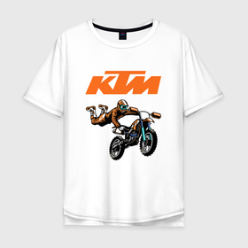 Мужская футболка хлопок Oversize с принтом KTM | МОТОКРОСС (Z) в Новосибирске, 100% хлопок | свободный крой, круглый ворот, “спинка” длиннее передней части | enduro | ktm | moto | moto sport | motocycle | sportmotorcycle | ктм | мото | мото спорт | мотоспорт | спорт мото