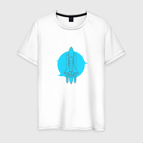 Мужская футболка хлопок с принтом Ракета в Белгороде, 100% хлопок | прямой крой, круглый вырез горловины, длина до линии бедер, слегка спущенное плечо. | rocket | ship | shuttle | space | корабль | космос | ракета | шаттл