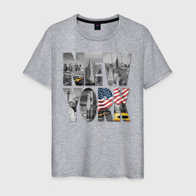 Мужская футболка хлопок с принтом New York в Екатеринбурге, 100% хлопок | прямой крой, круглый вырез горловины, длина до линии бедер, слегка спущенное плечо. | америка | город | запад | надпись | сша