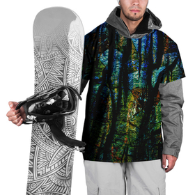 Накидка на куртку 3D с принтом Разноцветная гора , 100% полиэстер |  | горы | необычные скалы | разбитый камень | разноцветные камни | сине желтые горы | текстура камня