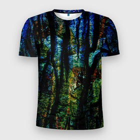 Мужская футболка 3D спортивная с принтом Разноцветная гора в Петрозаводске, 100% полиэстер с улучшенными характеристиками | приталенный силуэт, круглая горловина, широкие плечи, сужается к линии бедра | горы | необычные скалы | разбитый камень | разноцветные камни | сине желтые горы | текстура камня