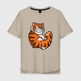 Мужская футболка хлопок Oversize с принтом Сила Тигра , 100% хлопок | свободный крой, круглый ворот, “спинка” длиннее передней части | 2022 | animal | cat | lion | tiger | год тигра | животные | зверь | зубы | кот | кошка | лев | охотник | полосатый | природа | тигр | тигренок | тигрица | хищник