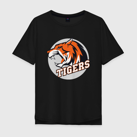 Мужская футболка хлопок Oversize с принтом Sport Tigers , 100% хлопок | свободный крой, круглый ворот, “спинка” длиннее передней части | 2022 | animal | cat | lion | sport | tiger | год тигра | животные | зверь | зубы | кот | кошка | лев | охотник | полосатый | природа | спорт | тигр | тигренок | тигрица | хищник