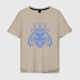 Мужская футболка хлопок Oversize с принтом Царь Тигр в Санкт-Петербурге, 100% хлопок | свободный крой, круглый ворот, “спинка” длиннее передней части | 2022 | animal | cat | king | lion | tiger | год тигра | животные | зверь | зубы | король | кот | кошка | лев | охотник | полосатый | природа | тигр | тигренок | тигрица | хищник | царь