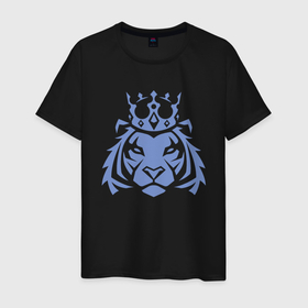 Мужская футболка хлопок с принтом Царь Тигр в Кировске, 100% хлопок | прямой крой, круглый вырез горловины, длина до линии бедер, слегка спущенное плечо. | 2022 | animal | cat | king | lion | tiger | год тигра | животные | зверь | зубы | король | кот | кошка | лев | охотник | полосатый | природа | тигр | тигренок | тигрица | хищник | царь