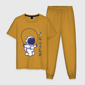 Мужская пижама хлопок с принтом Освоение космоса в Кировске, 100% хлопок | брюки и футболка прямого кроя, без карманов, на брюках мягкая резинка на поясе и по низу штанин
 | astronaut | development | elon musk | future | revolution | space x | spacesuit | будущее | илон маск | космонавт | космос | развитие | революция | скафандр