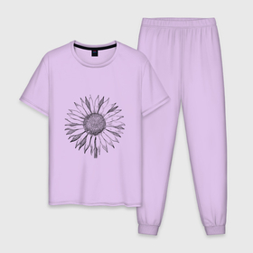 Мужская пижама хлопок с принтом Подсолнух , 100% хлопок | брюки и футболка прямого кроя, без карманов, на брюках мягкая резинка на поясе и по низу штанин
 | sunflower | подсолнух | цветок