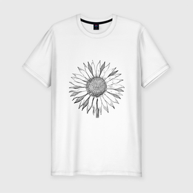 Мужская футболка хлопок Slim с принтом Подсолнух в Курске, 92% хлопок, 8% лайкра | приталенный силуэт, круглый вырез ворота, длина до линии бедра, короткий рукав | sunflower | подсолнух | цветок