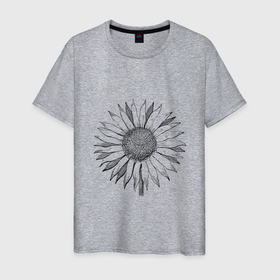 Мужская футболка хлопок с принтом Подсолнух в Екатеринбурге, 100% хлопок | прямой крой, круглый вырез горловины, длина до линии бедер, слегка спущенное плечо. | sunflower | подсолнух | цветок
