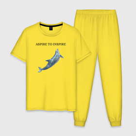 Мужская пижама хлопок с принтом Дельфин в Новосибирске, 100% хлопок | брюки и футболка прямого кроя, без карманов, на брюках мягкая резинка на поясе и по низу штанин
 | aspire | dolphin | inspire | дельфин | морской житель