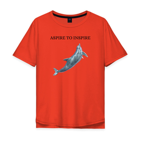 Мужская футболка хлопок Oversize с принтом Дельфин , 100% хлопок | свободный крой, круглый ворот, “спинка” длиннее передней части | aspire | dolphin | inspire | дельфин | морской житель
