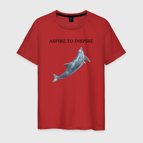 Мужская футболка хлопок с принтом Дельфин в Кировске, 100% хлопок | прямой крой, круглый вырез горловины, длина до линии бедер, слегка спущенное плечо. | aspire | dolphin | inspire | дельфин | морской житель