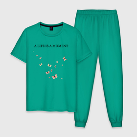 Мужская пижама хлопок с принтом Бабочки  в Петрозаводске, 100% хлопок | брюки и футболка прямого кроя, без карманов, на брюках мягкая резинка на поясе и по низу штанин
 | butterflies | live | moment | бабочки | жизнь | момент