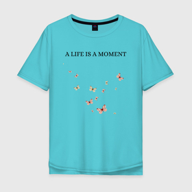 Мужская футболка хлопок Oversize с принтом Бабочки  , 100% хлопок | свободный крой, круглый ворот, “спинка” длиннее передней части | butterflies | live | moment | бабочки | жизнь | момент