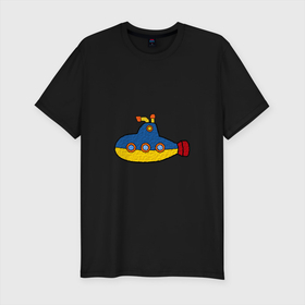 Мужская футболка хлопок Slim с принтом Подводная лодка в Санкт-Петербурге, 92% хлопок, 8% лайкра | приталенный силуэт, круглый вырез ворота, длина до линии бедра, короткий рукав | submarine | наутилус | подводная лодка