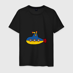 Мужская футболка хлопок с принтом Подводная лодка в Белгороде, 100% хлопок | прямой крой, круглый вырез горловины, длина до линии бедер, слегка спущенное плечо. | submarine | наутилус | подводная лодка
