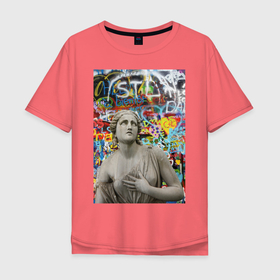 Мужская футболка хлопок Oversize с принтом  Amazon world в Санкт-Петербурге, 100% хлопок | свободный крой, круглый ворот, “спинка” длиннее передней части | амазонка скьярра | граффити | девушка | картина | краска | скульптура | статуя | узоры