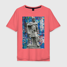 Мужская футболка хлопок Oversize с принтом One day , 100% хлопок | свободный крой, круглый ворот, “спинка” длиннее передней части | агий | граффити | краска | культурный вандализм | мужик | мужчина | парень | скульптура | статуя | узоры | уличный стиль