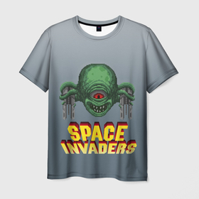 Мужская футболка 3D с принтом Space Invaders | Old game (Z) в Новосибирске, 100% полиэфир | прямой крой, круглый вырез горловины, длина до линии бедер | Тематика изображения на принте: dendy | invaders | nintendo | shootem up | space invaders | денди | захватчики | космические захватчики | су имбэ | чужаки