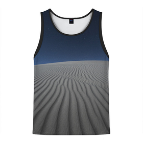 Мужская майка 3D с принтом Пустыня дюна песок ночь , 100% полиэстер | круглая горловина, приталенный силуэт, длина до линии бедра. Пройма и горловина окантованы тонкой бейкой | Тематика изображения на принте: desert | dune | night | дюна | звезды | ночь | песок | пустыня