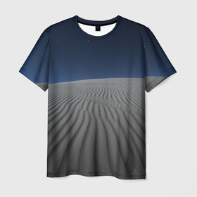 Мужская футболка 3D с принтом Пустыня дюна песок ночь в Белгороде, 100% полиэфир | прямой крой, круглый вырез горловины, длина до линии бедер | desert | dune | night | дюна | звезды | ночь | песок | пустыня