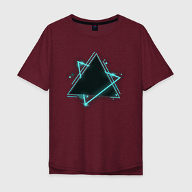 Мужская футболка хлопок Oversize с принтом Треугольник неон в Петрозаводске, 100% хлопок | свободный крой, круглый ворот, “спинка” длиннее передней части | triangle | геометрия | капли | неон | пересечение | треугольник