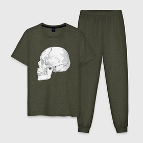 Мужская пижама хлопок с принтом Череп в Курске, 100% хлопок | брюки и футболка прямого кроя, без карманов, на брюках мягкая резинка на поясе и по низу штанин
 | анатомия | зубы | иллюстрация | рисунок | части тела | череп