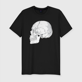Мужская футболка хлопок Slim с принтом Череп в Екатеринбурге, 92% хлопок, 8% лайкра | приталенный силуэт, круглый вырез ворота, длина до линии бедра, короткий рукав | анатомия | зубы | иллюстрация | рисунок | части тела | череп