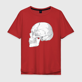 Мужская футболка хлопок Oversize с принтом Череп в Санкт-Петербурге, 100% хлопок | свободный крой, круглый ворот, “спинка” длиннее передней части | анатомия | зубы | иллюстрация | рисунок | части тела | череп