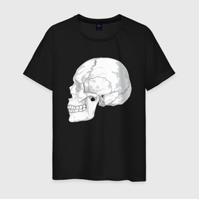 Мужская футболка хлопок с принтом Череп в Курске, 100% хлопок | прямой крой, круглый вырез горловины, длина до линии бедер, слегка спущенное плечо. | анатомия | зубы | иллюстрация | рисунок | части тела | череп