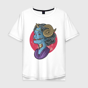Мужская футболка хлопок Oversize с принтом Суккуба зомби в Курске, 100% хлопок | свободный крой, круглый ворот, “спинка” длиннее передней части | арт | девушка | день мертвых | зомби | иллюстрация | суккуба
