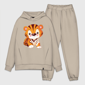 Мужской костюм хлопок OVERSIZE с принтом Little Tiger ,  |  | 2022 | animal | cat | lion | tiger | год тигра | животные | зверь | зубы | кот | кошка | лев | охотник | полосатый | природа | тигр | тигренок | тигрица | хищник